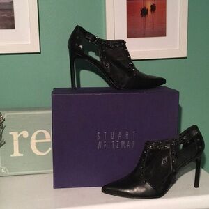 Stuart Weitzman Saunter Black Studded Heels